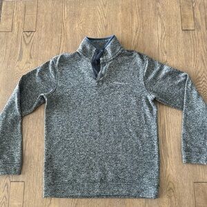 Eddie Bauer Men’s Gray Snap Neck Fleece Pullover M